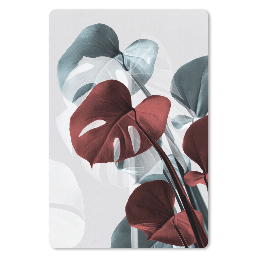 MuchoWow Mauspad Mousepad Monstera - Rot - Pastell - Stilleben 18x27 cm - Mousepads - Maus Mat - Pad - Mausunterlage