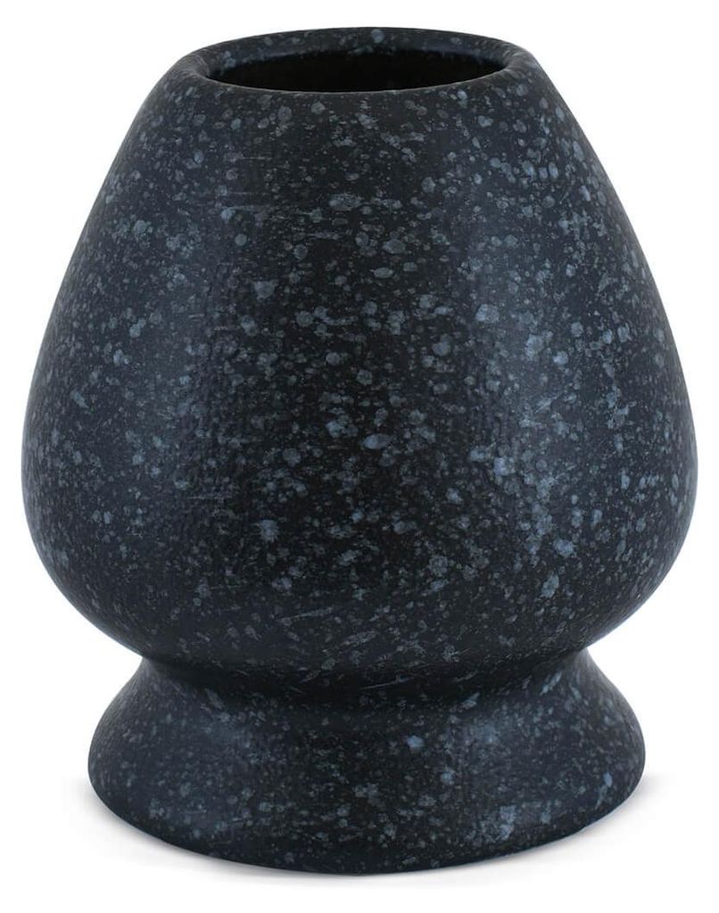 Cebador - Matcha Chasen Halter Kusenaoshi Kurai 7cm - Bewahrt Die Form Der Bambusbesen - aus Keramik Dunkel Matt - Traditioneller Chasentate