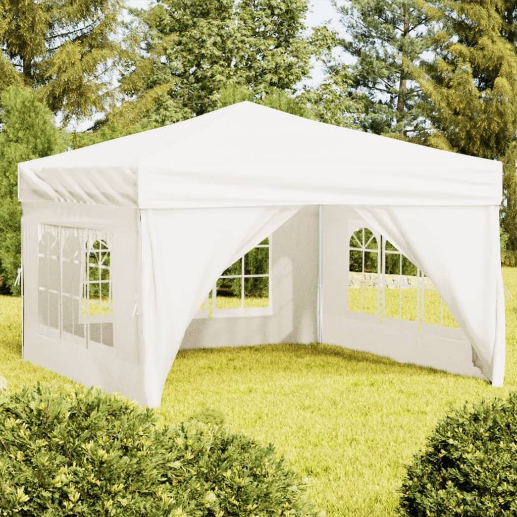 The Living Store Partyzelt Faltbar mit Seitenwänden Creme 3x3 m