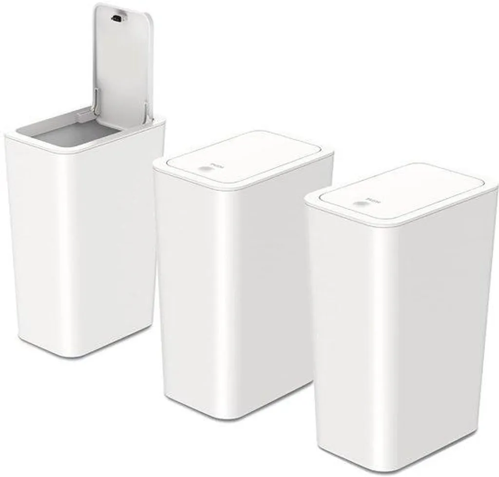 Poubelle anti-odeur 9L blanche pour WC et salle de bain petit emplacement