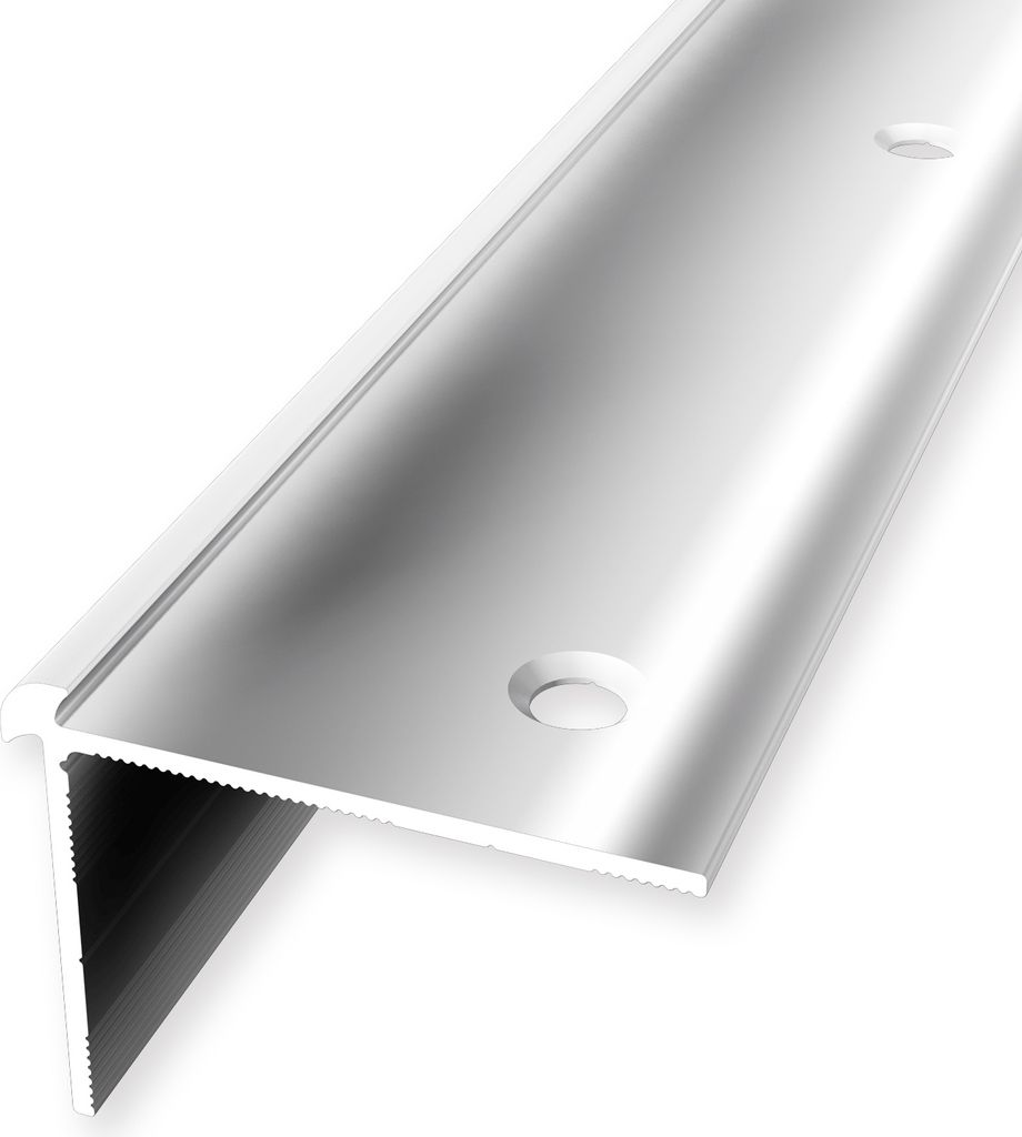 Treppenkantenprofil 29 x 39 x 2500 mm Winkelprofil Einfasshöhe 2.5 mm Aluminium Glatt Doppelt Versetzt Versenkt Gebohrt Alu poliert Küberit