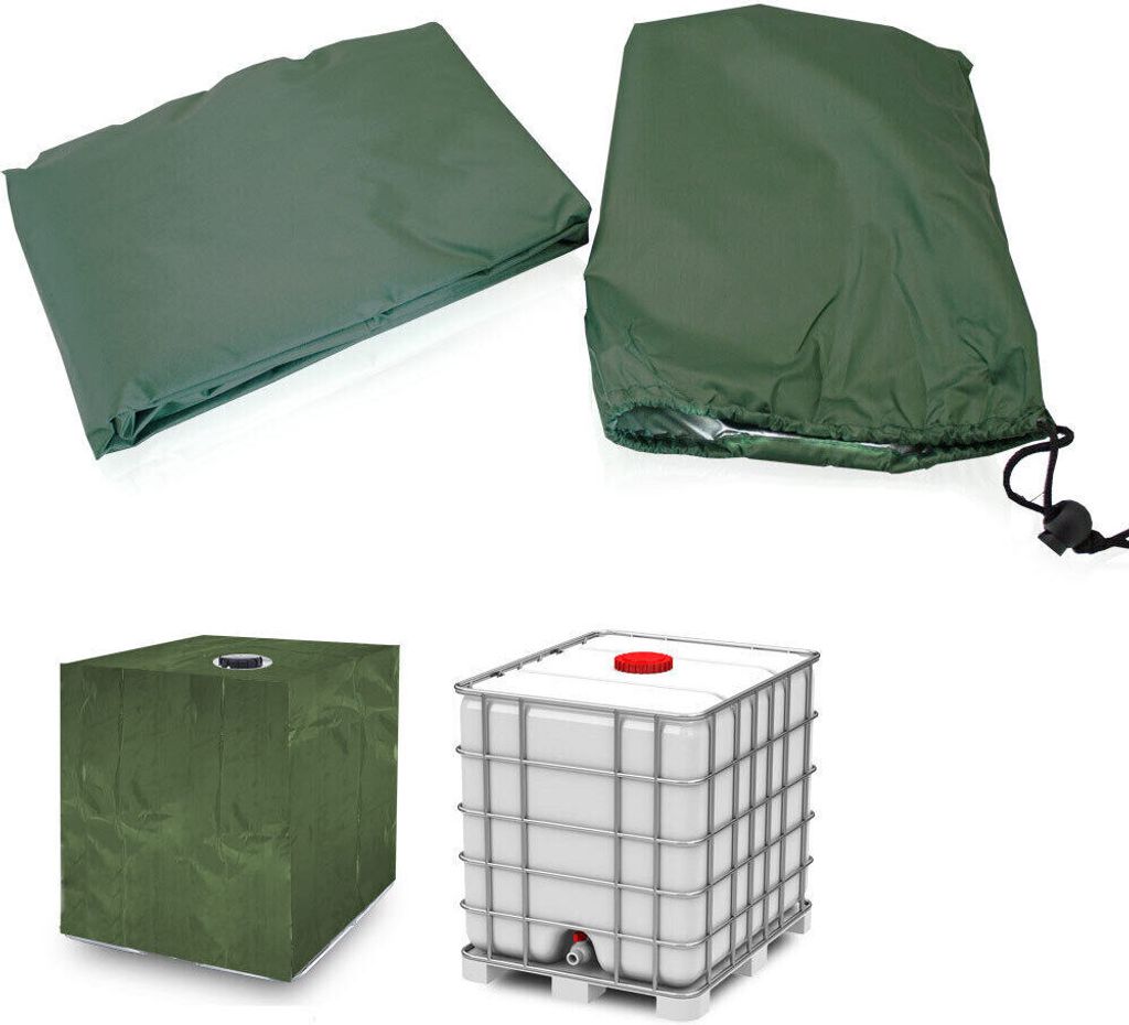 BITUXX IBC Regen Wassertank 1000L Abdeckung Abdeckplane Schutzhülle Schutzplane Tank Grün MS-18958