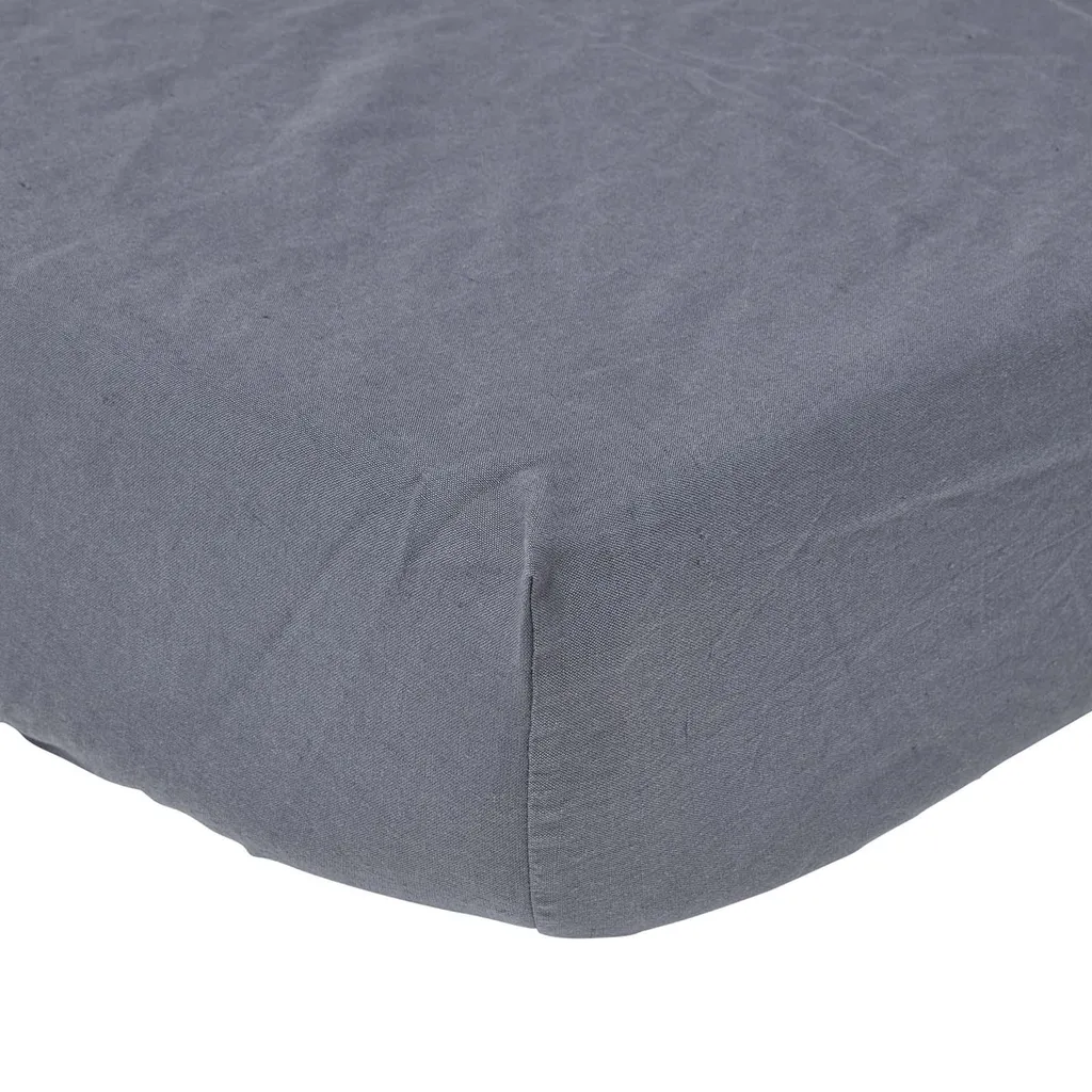 Drap-housse lin anthracite 152 x 198 cm avec bonnet extra profond