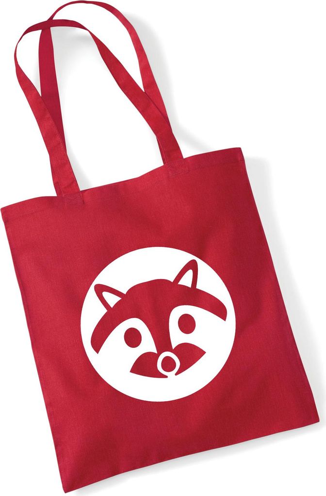 Huuraa Jutebeutel Waschbär Kopf Silhouette 10 Liter Classic Red Baumwolle Tasche Geschenkidee