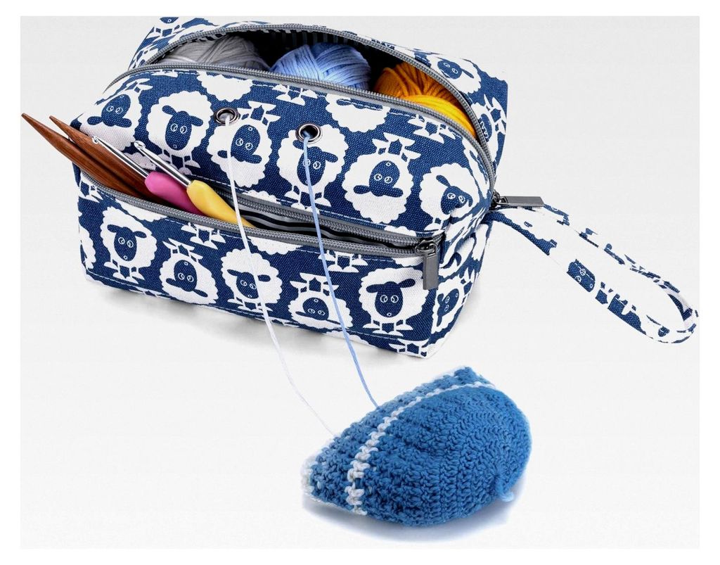 Tasche für Wolle, Handarbeitstasche für Häkeln und Stricken, Aufbewahrung für Garnstränge, Häkelnadeln, Stricknadeln (bis 8 Zoll) und weitere...