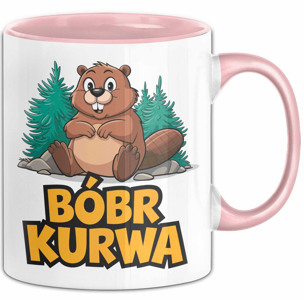 Polnisch Bóbr Kurwa Tasse Geschenk Lustige Geschenkidee (Rosa)