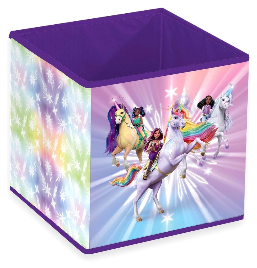 Aufbewahrungsbox Unicorn Academy, ca. 30 x 30 x 30 cm, Aufbewahrung im Regal oder freistehend, 100% Polypropylen, Innen 100% Papier