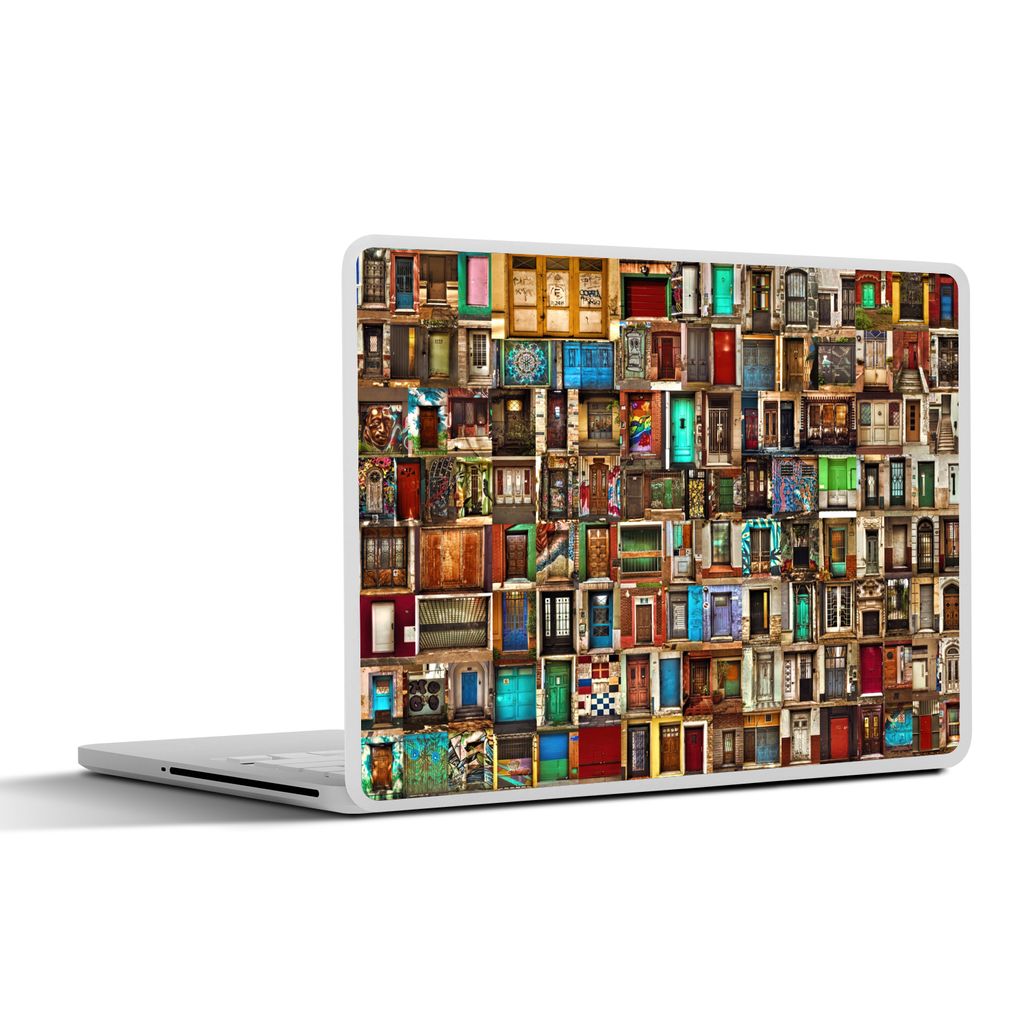 MuchoWow Laptop Aufkleber Sticker Cover Türen - Bunt - Collage - Architektur 30x21 cm - Sticker für Laptop - Selbstklebend