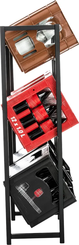 Support de caisse de boisson incliné en acier noir XL, solide et stable