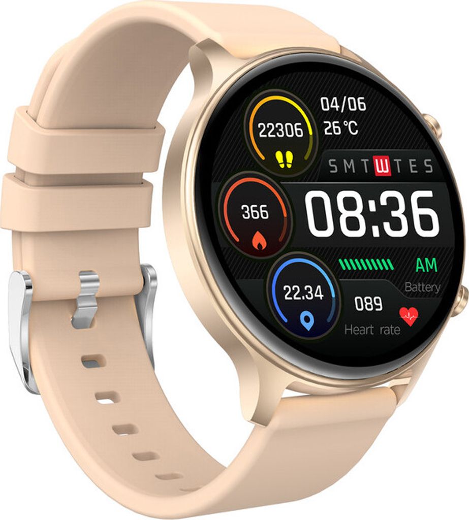 Smart Watch Wasserdicht 1,28 Zoll Full Touch Screen Fernbedienung Musik Pulsmesser Anruferinnerung Gold