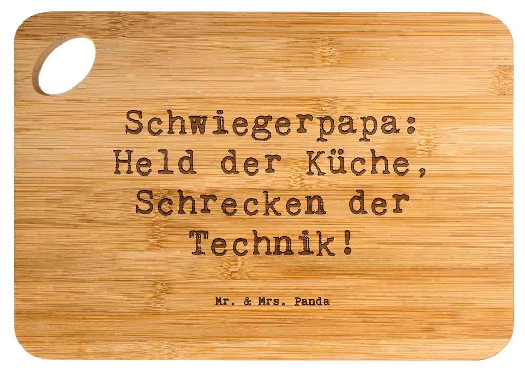 Mr. & Mrs. Panda Holzbrett Spruch Schwiegerpapa Küche - Transparent - Geschenk, Technik, Fähigkeiten, Frühstücksbrettchen, Brett, Schwiegervate...