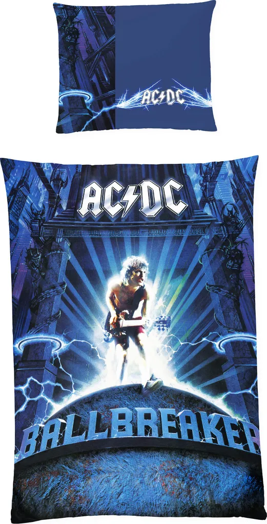 Set Letto AC/DC Ballbreaker 135x200 - Lenzuola in Cotone Renforcé Blu