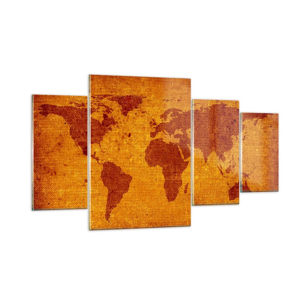 Bilder auf glas - Alte Karte Kontinente Reisen Welt - 160x90cm - Glasbilder - Wandbilder - Kunstdruck - Wanddekoration aus Glas - Glas Bilder - Wan...