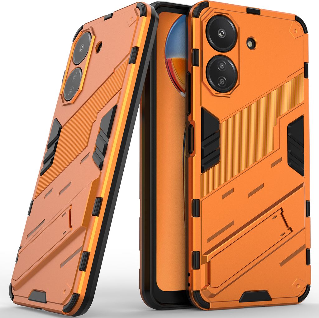 Armor Hülle für Xiaomi Redmi 13C /Poco C65, Hybrid PC TPU Bumper Stoßfestes Schutzhülle mit Standfunktion Weiß