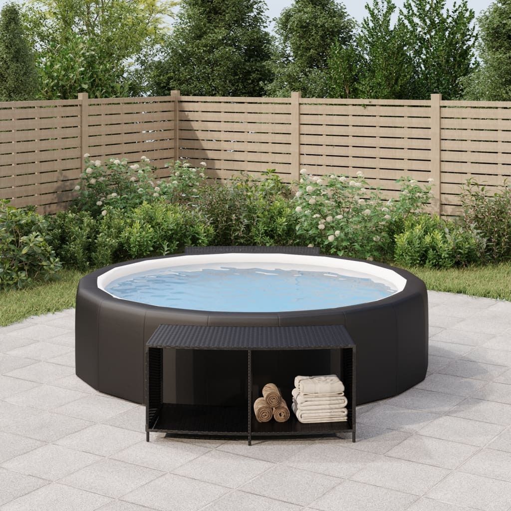 "2026 Promotion" Outdoor-Regale 2 Stk. - Hohe Qualität - Schwarz Poly Rattan - Poolzubehör CC22042