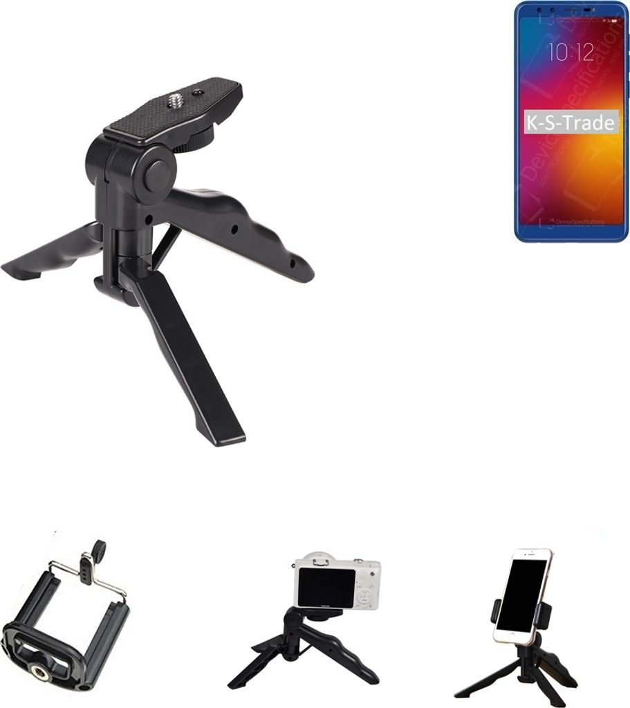 K-S-Trade Stativ Tisch-Ständer Dreibein Handy-Stativ Ständer kompatibel mit Lenovo K9 Mini-Stativ Smartphone Tripod Handy-Stativ aus Plastik schwarz
