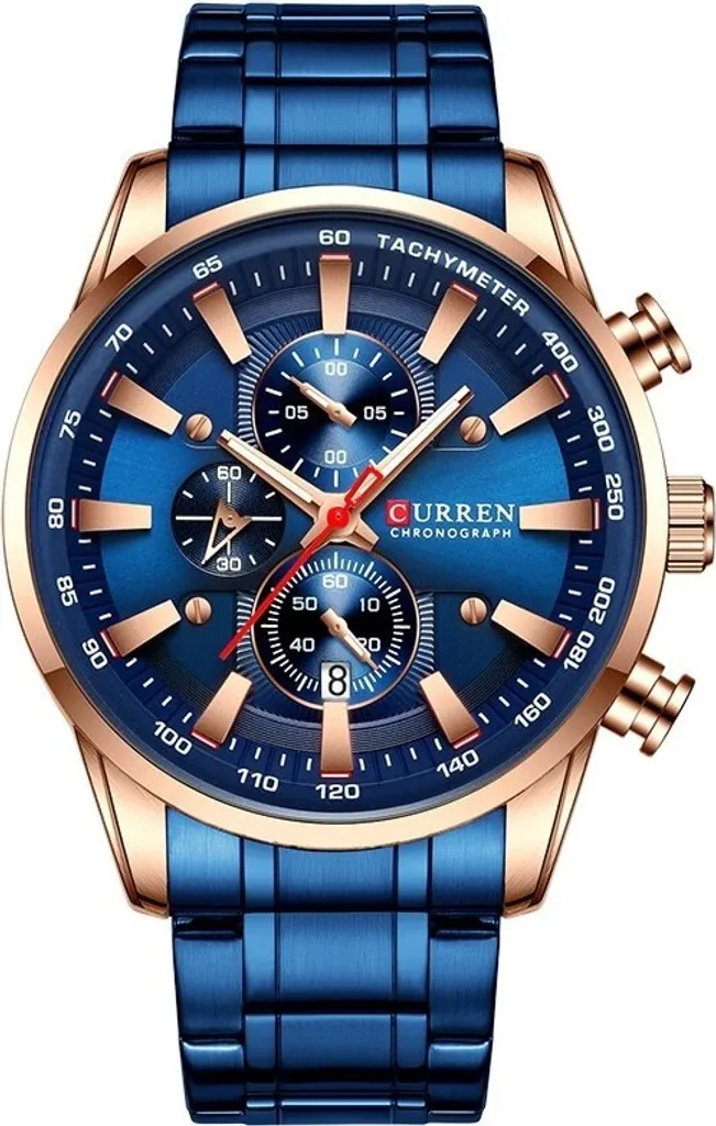 Montre Homme CURREN Nash Bleue - Cadran Multifonction et Design Acier