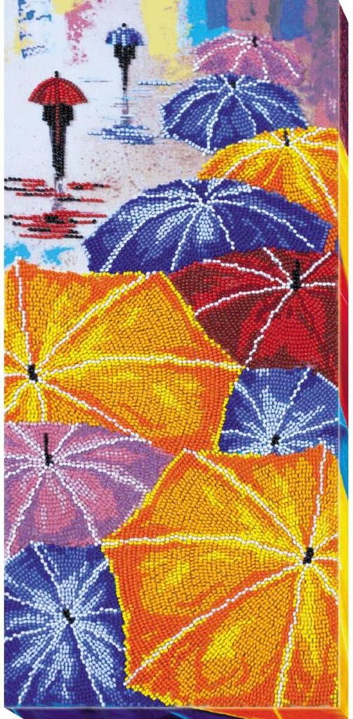Abris Art Perlenstich Set "Regenschirme", bedruckt, 18x40cm