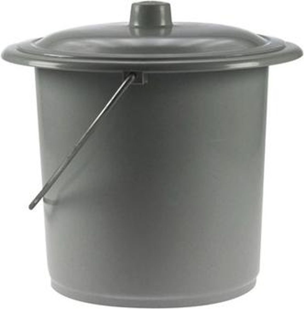 Tragbarer Toiletten-Eimer mit Deckel - 12,5L - Grau - Campingtoilette für unterwegs