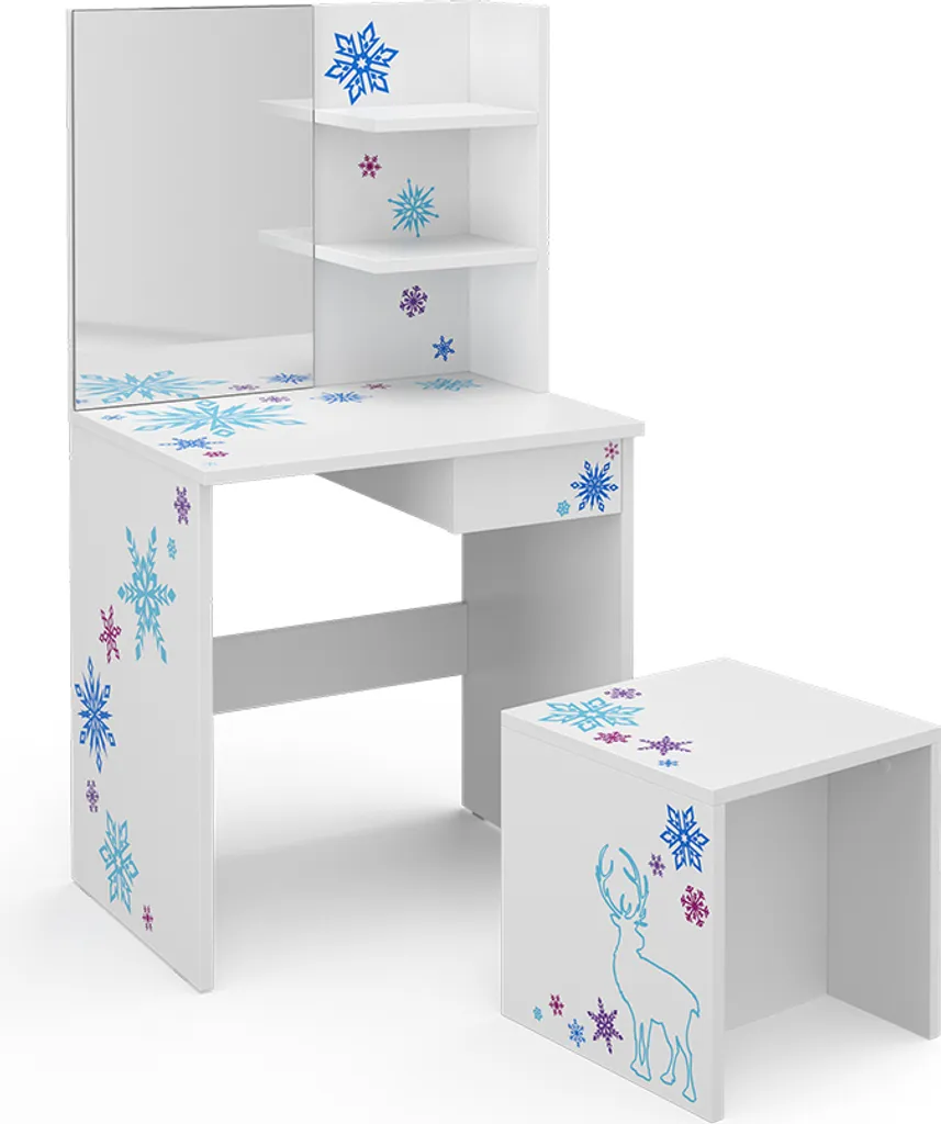 Coiffeuse Vicco Schneeflocke 54.8cm Design Compact Blanc de Qualité