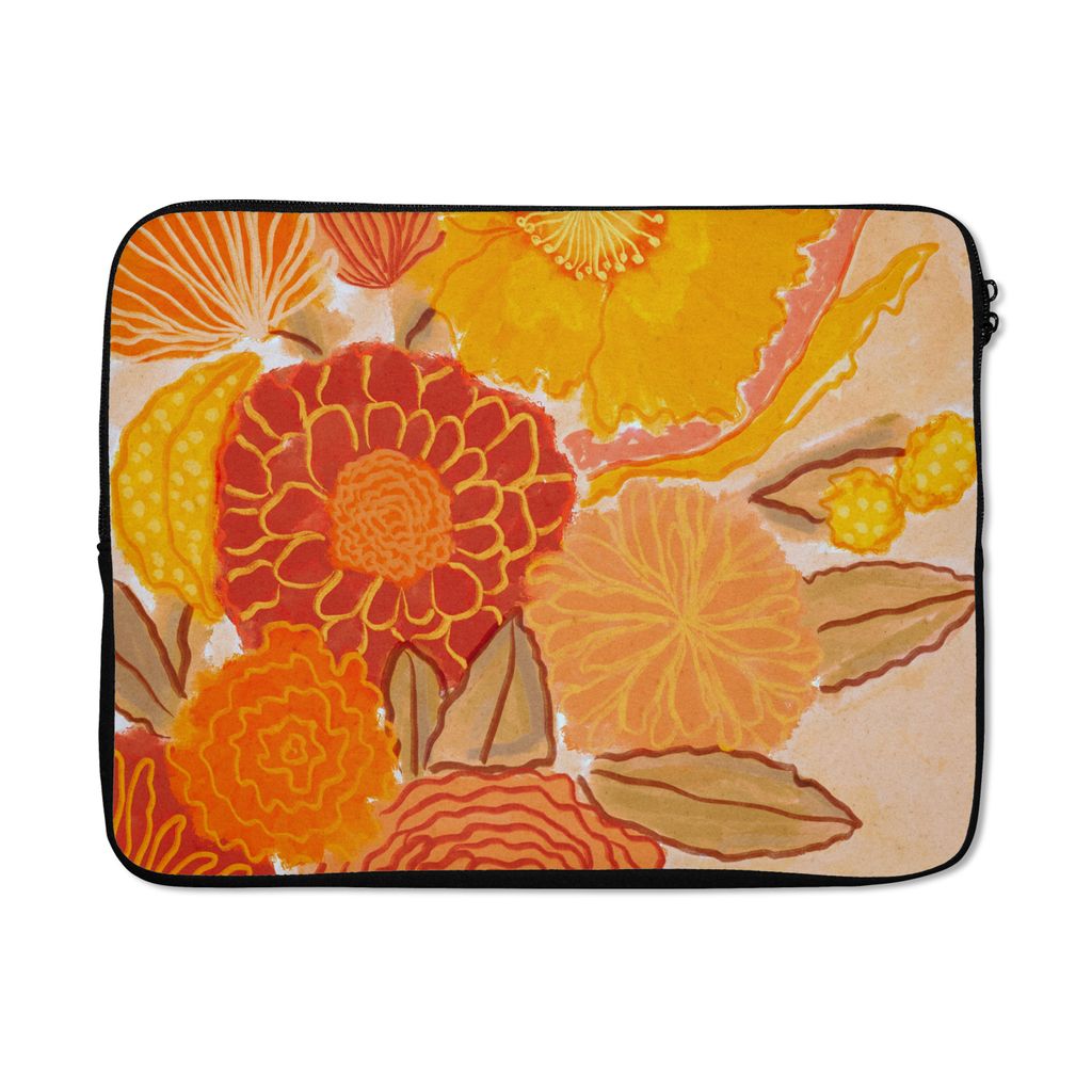 MuchoWow Laptop Hülle 15 Zoll Vintage - Blumenstrauß - Blumen - Gelb - Farben Laptoptasche - Laptoptasche - Sleeve - Rundum-Schutz