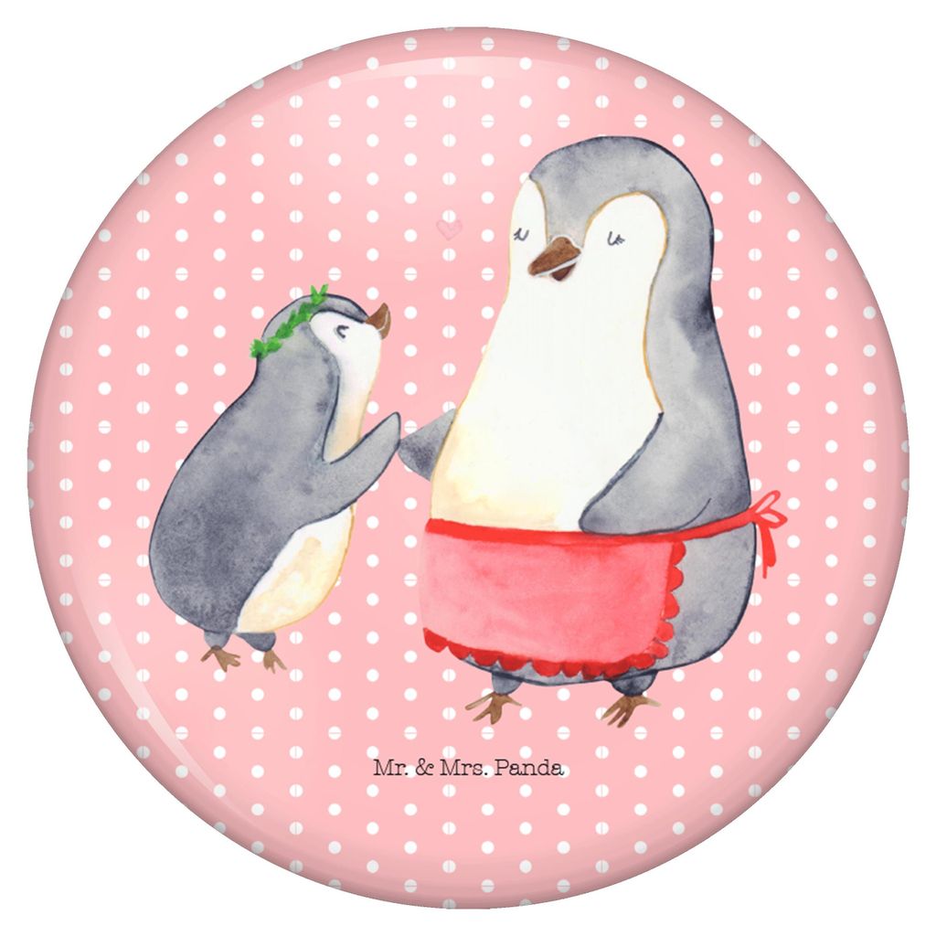 Mr. & Mrs. Panda Plakette Pinguin mit Kind - Rot Pastell - Geschenk, Mom, Muttertag, Button, Badge, Pin, Reversnadel, Anstecker, Familie, Vorbild M...