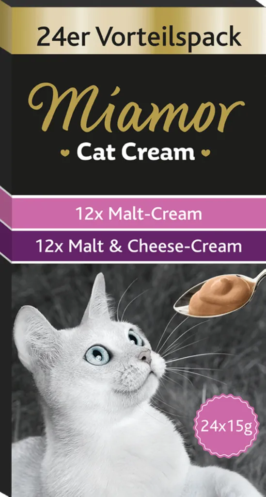 Anti-boules de poils chat Miamor Malt-Cream 24 sachets 15g : la crème