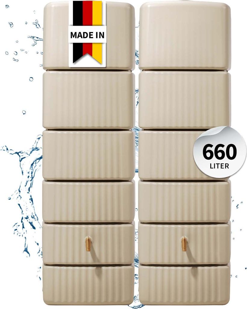 4rain SLIM Wandtank-Set 660 Liter sandbeige, 2 x SLIM 330 L Produktbild 