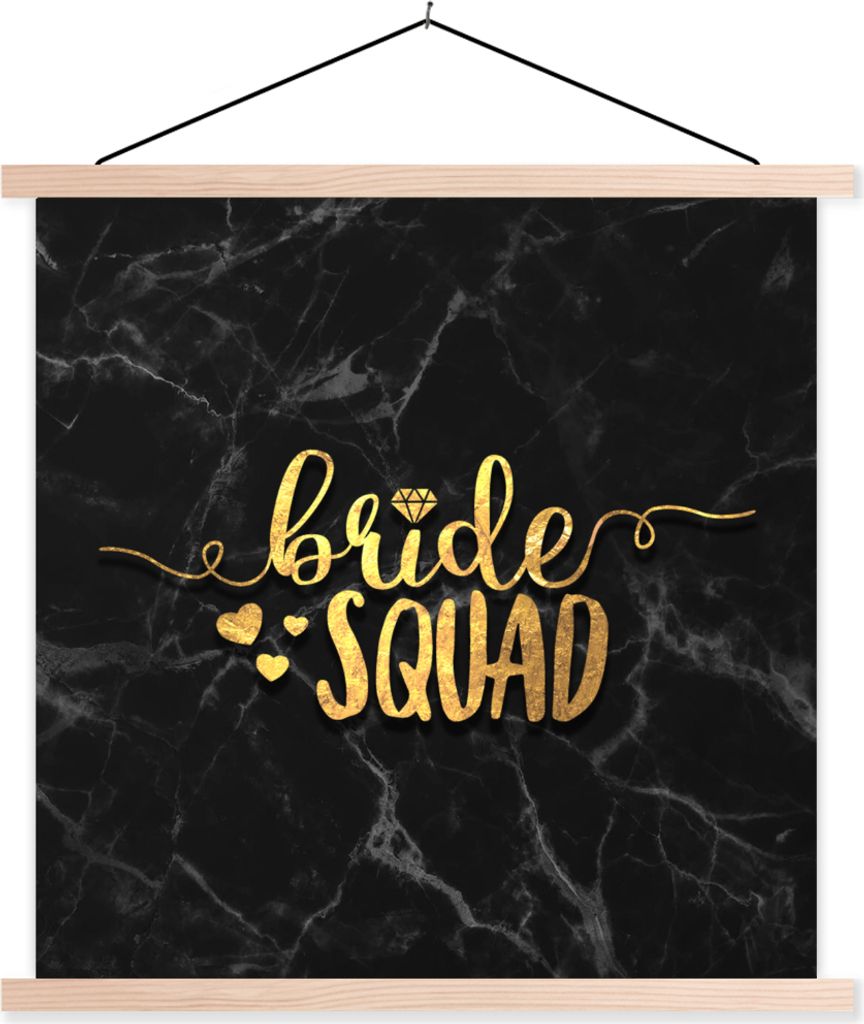 MuchoWow Textilposter Braut zu sein - Gold - Marmor 40x40 cm mit holzfarbenen Rahmen - Posterleiste