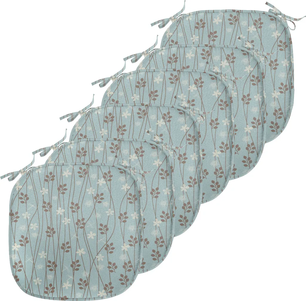 ABAKUHAUS Lot de 6 Galettes de Chaise Vintage Floral Rustic 40x40 cm