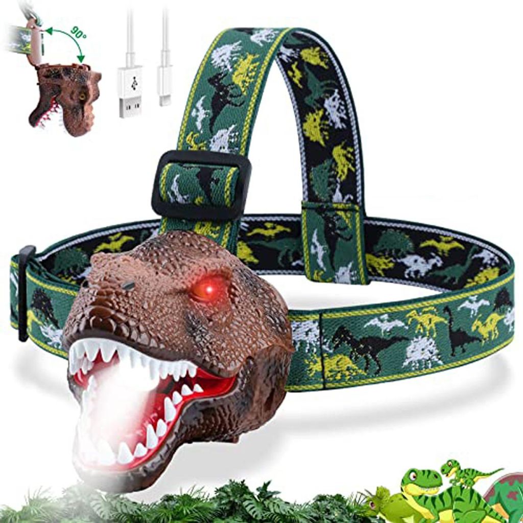 Lampe frontale LED dinosaure pour enfants - rechargeable Image du produit 