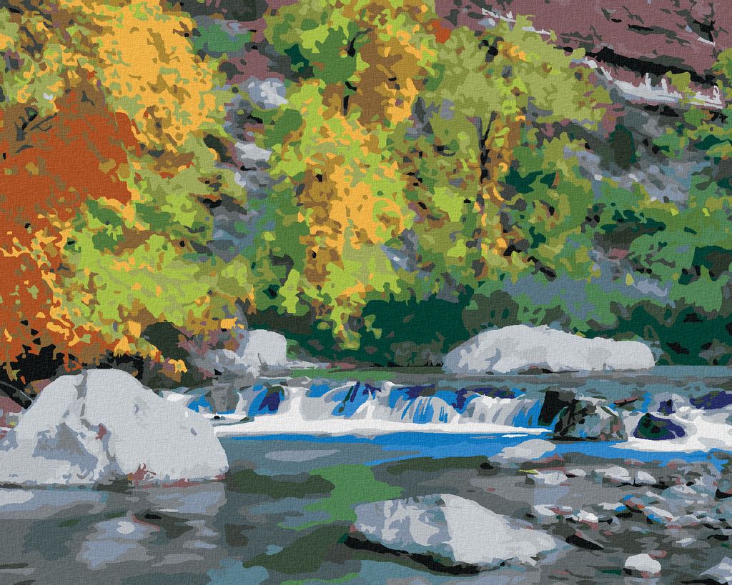 Zuty - Malen nach Zahlen - BACH UND HERBSTWALD (DENNIS FRATES), 40x50 cm, ohne Keilrahmen