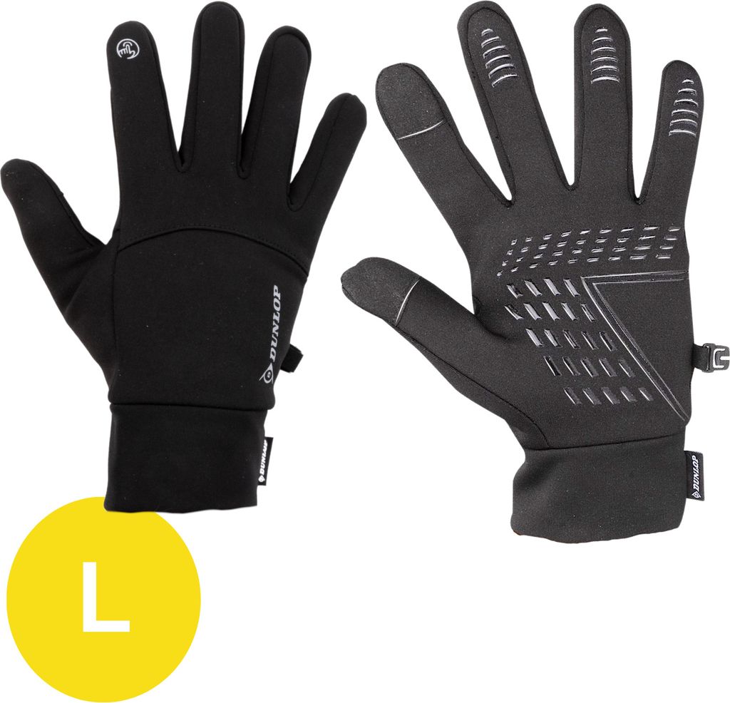 Dunlop Touchscreen Handschuhe L Warmer Touchscreen-Handschuh Sporthandschuh Unisex Schwarz
