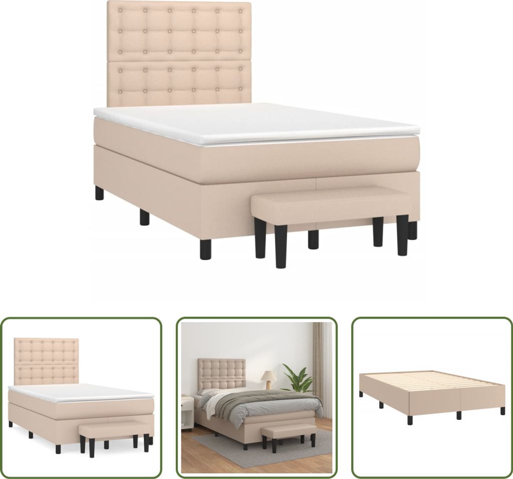 The Living Store Boxspringbett Matratze Cappuccino-Braun 120x190 cm Kunstleder