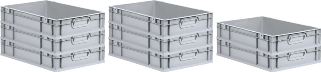 SuperSparSet 8x Eurobox NextGen Grip | HxBxT 12x40x60cm | 23 Liter | Griffe geschlossen | Glatter Boden | Eurobehälter, Transportbox, Transportbeh...