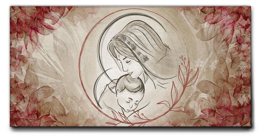 Giallobus - 29 - Madonna mit Kind - Giallobus - 70L x 35B cm - Bild - Premium Loom Canvas mit hoher Dicke