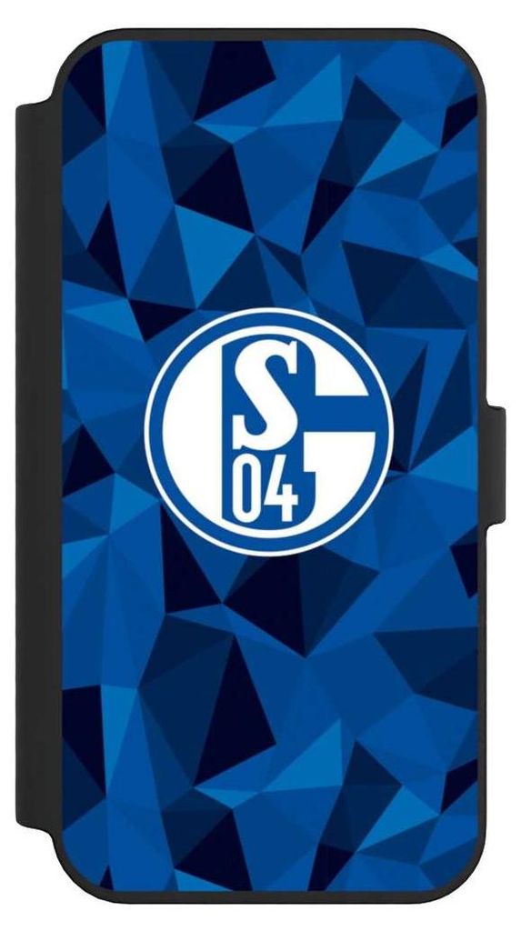 NIVOCASE Klapphülle für Apple iPhone 14 Pro Max Handyhülle aus Kunst Leder NIVOflip schwarz Camouflage FC Schalke 04 Muster
