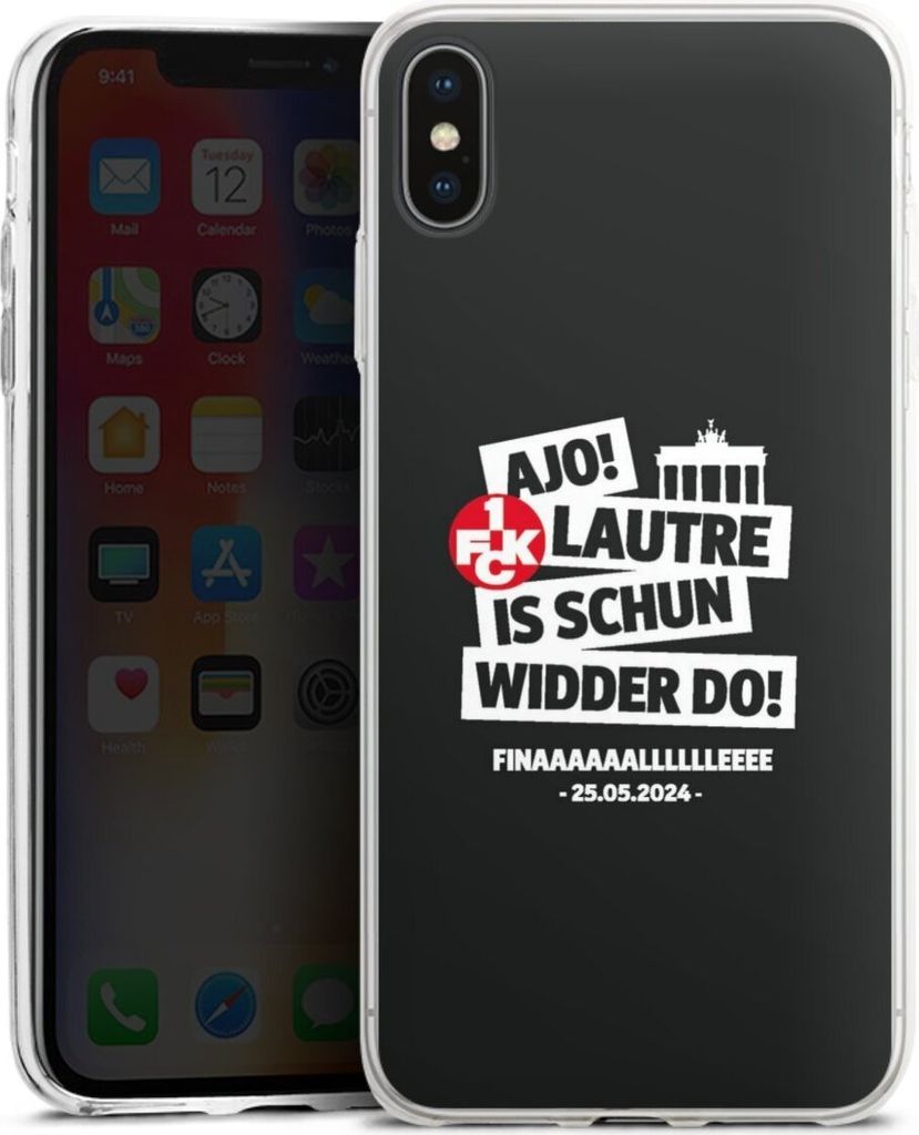 DeinDesign Slim Hülle für Apple iPhone Xs Max Silikon Case Ultra Dünn Handyhülle 1. FC Kaiserslautern 1. FCK Pokal Finale 2024