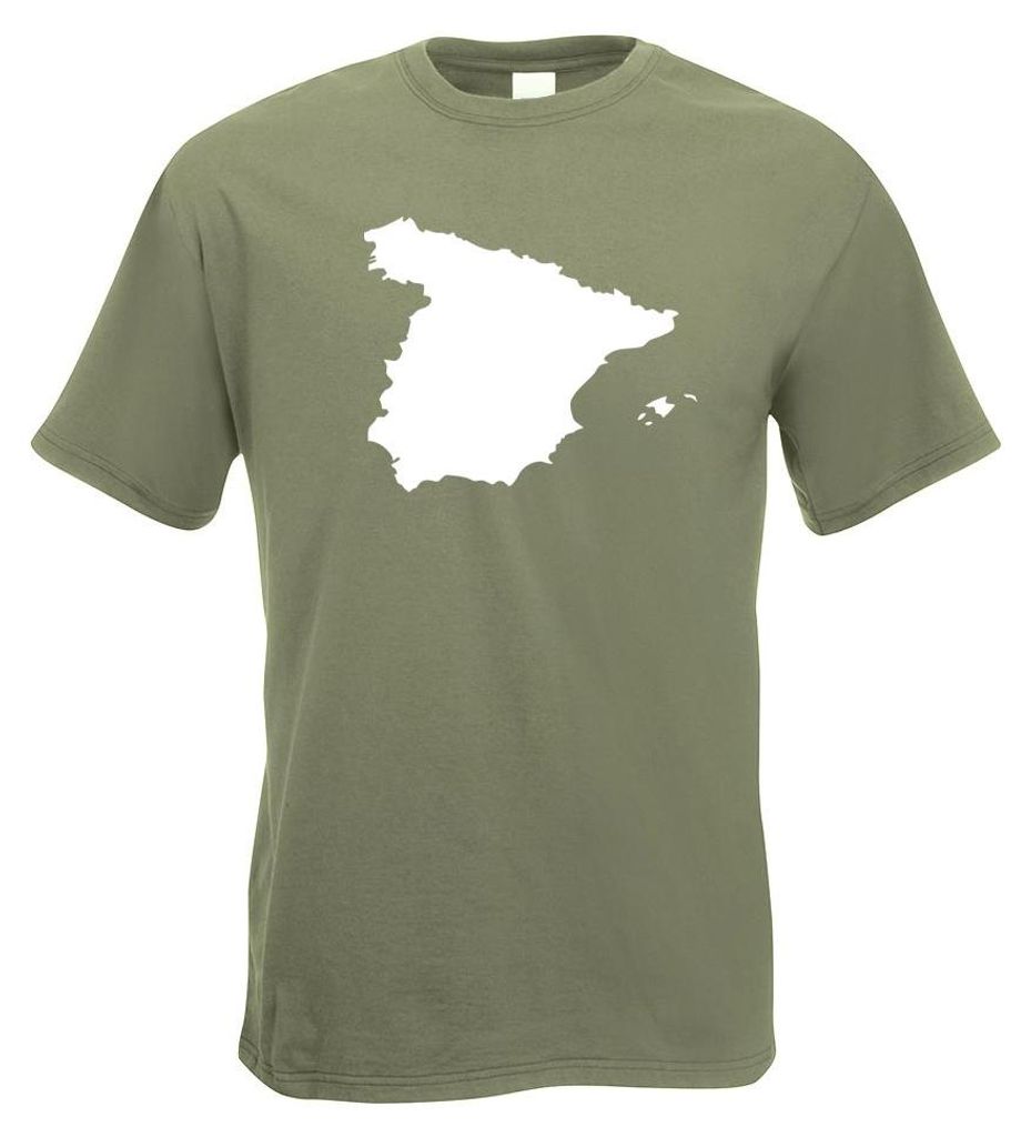 Kiwistar - T-Shirt - Olive - Spanien Umriss Kontur Herren Funshirt Bedruckt Design Sprüche Spruch Motive - mit Motiv Bedruckt - Funshirt Design - ...