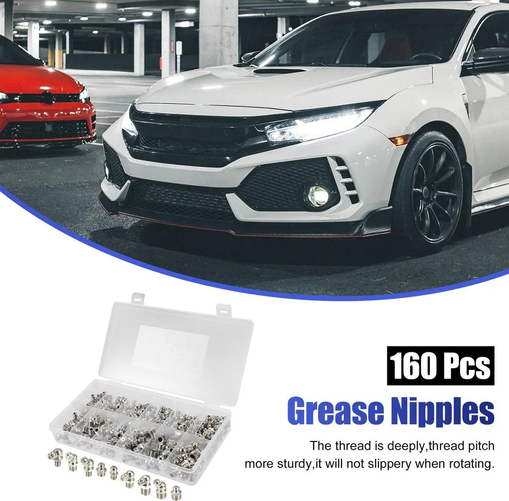 Assortiment de 160 Graisseurs M6 M8 M10 en Acier Nickelé Haute Qualité
