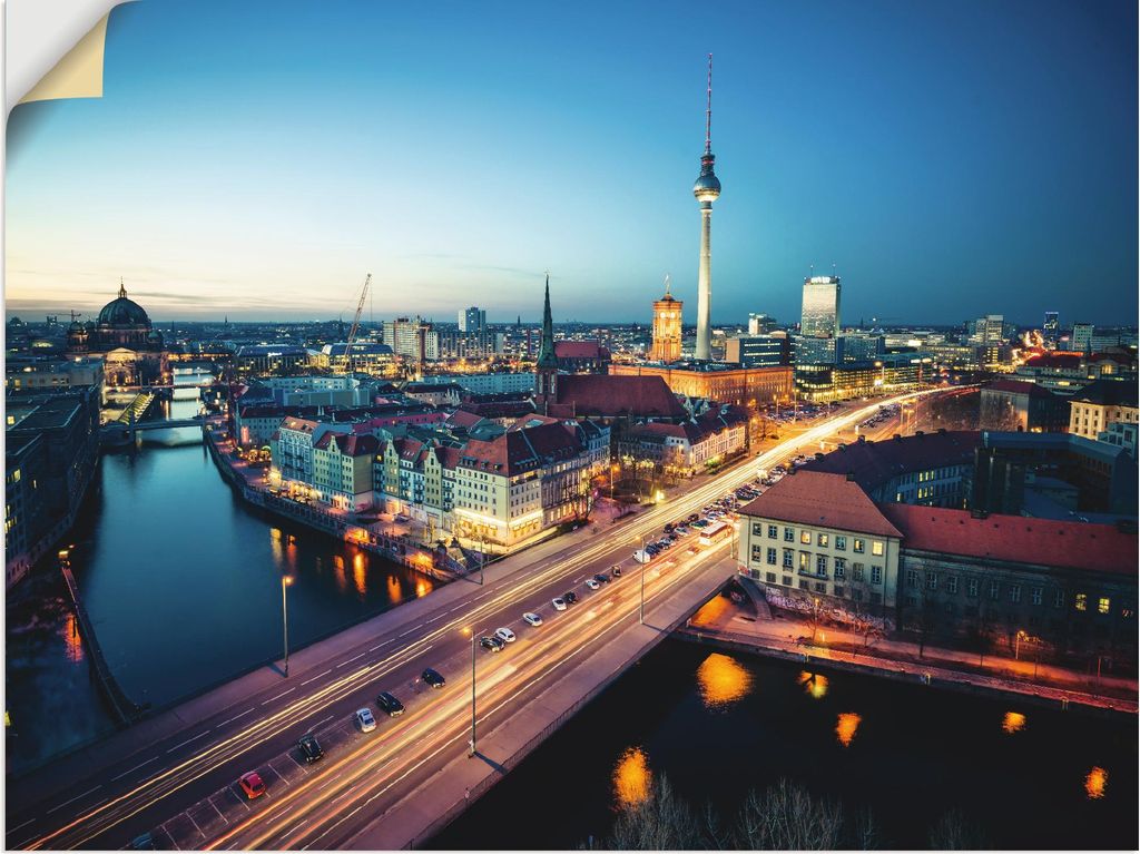 ARTland Wandbild, selbstklebend Berlin Cityscape am Abend Größe: 60x45 cm
