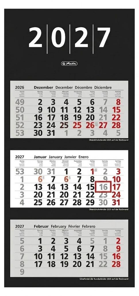 herlitz 3-Monats-Wandkalender 2027 Produktbild 