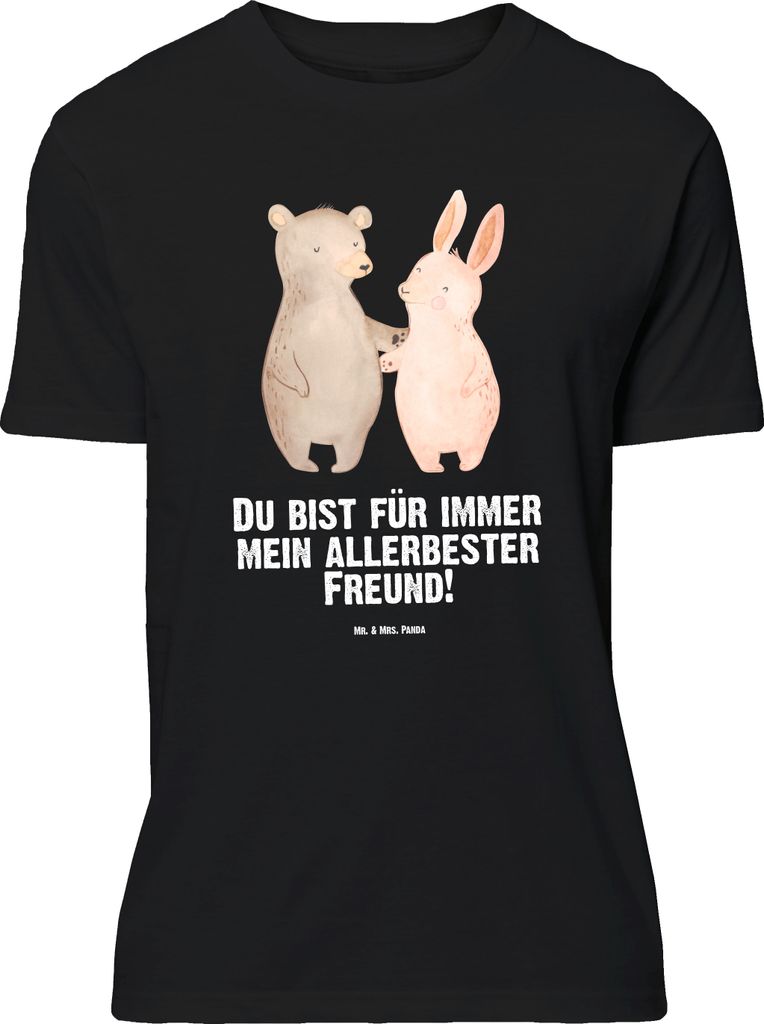 Mr. & Mrs. Panda Tshirt Bär und Hase Umarmen - Schwarz - Produktbild 