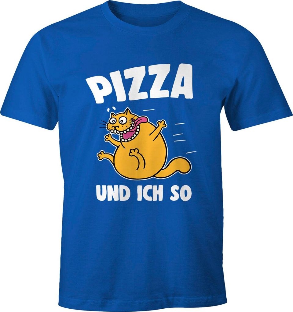 Lustiges Herren T-Shirt Pizza-Motiv und ich so Fun-Shirt Moonworks blau XL