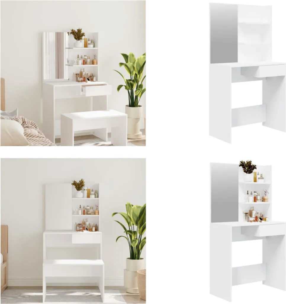 vidaXL Tavolo da Toilette Bianco con Specchio 74,5x40x141 cm - Offerta Online