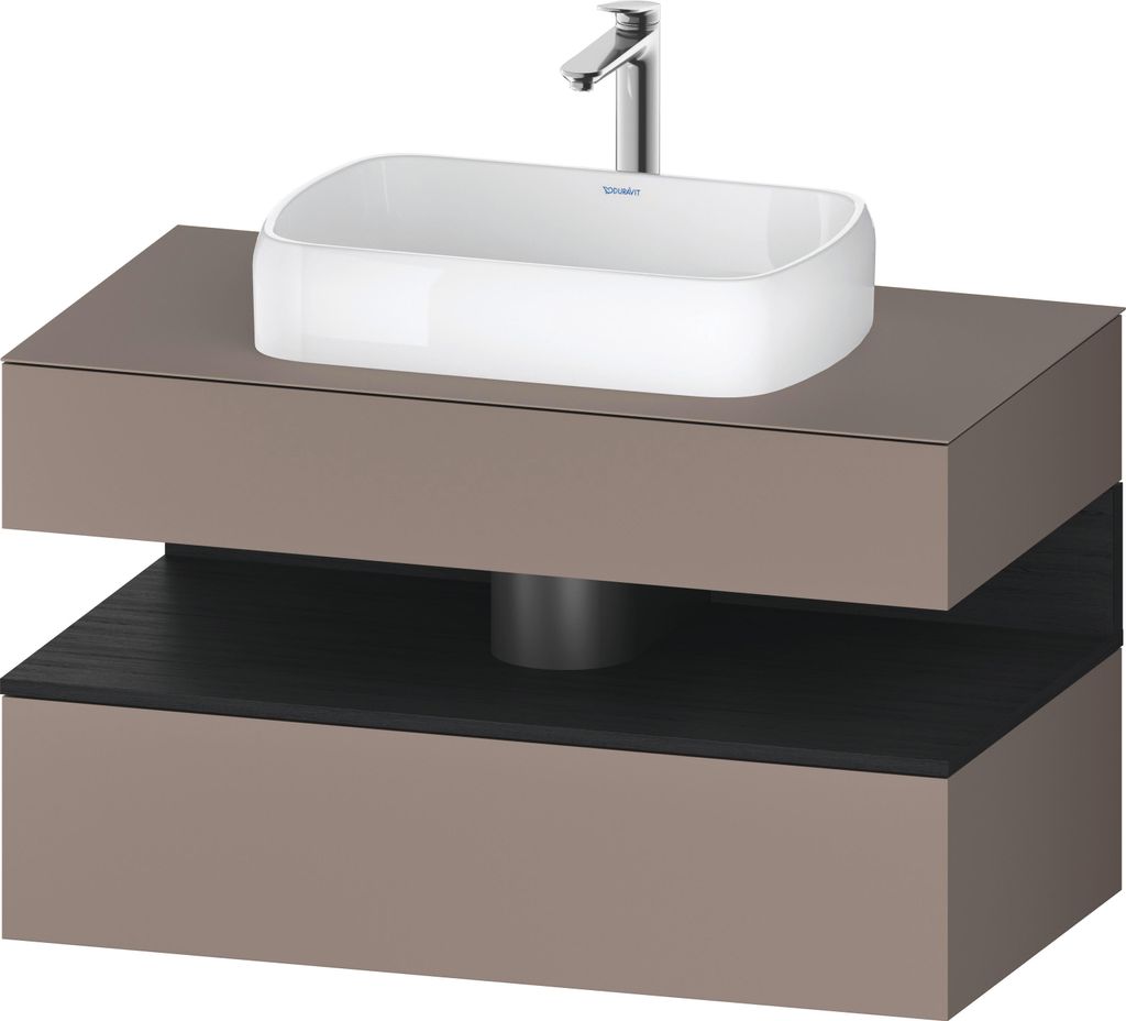 Duravit Collection One Konsolenwaschtischunterbau, 1 Auszug, 1 Schubkasten, Ausschnitt mittig, 1000x550x600mm, Nische Eiche Schwarz, QA4731016430000