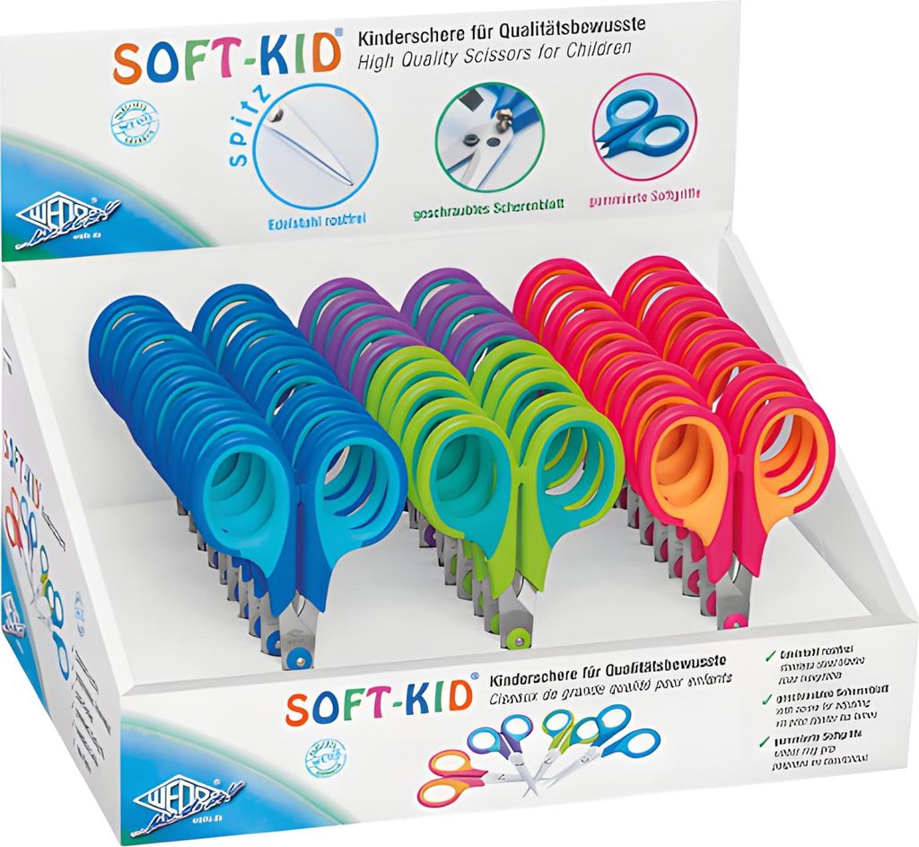 WEDO Bastelschere spitz f.sort Kinderschere Soft-Kid