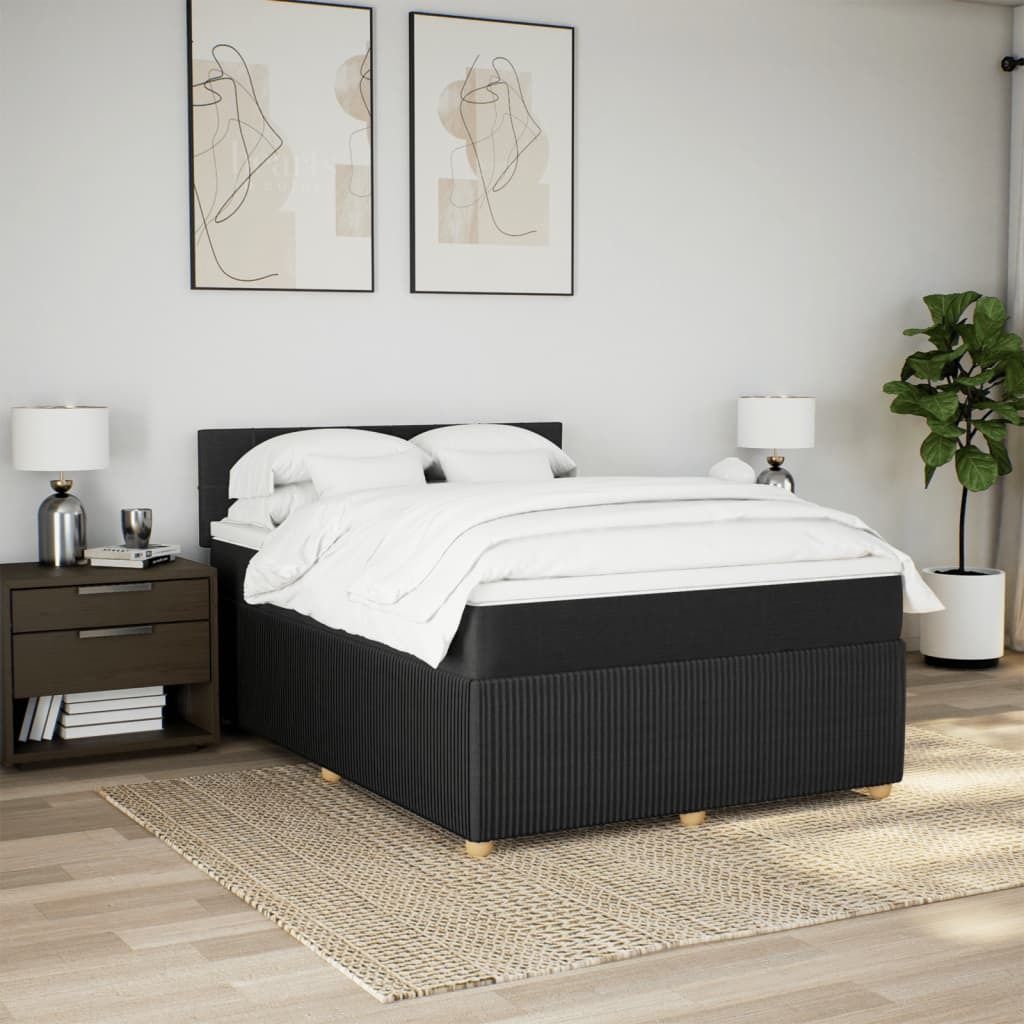 Eleganter Möbel Boxspringbett mit Matratze Schwarz 140x190cm Stoff - CJG302327 - Klassische BettenJugendbett Tagesbett