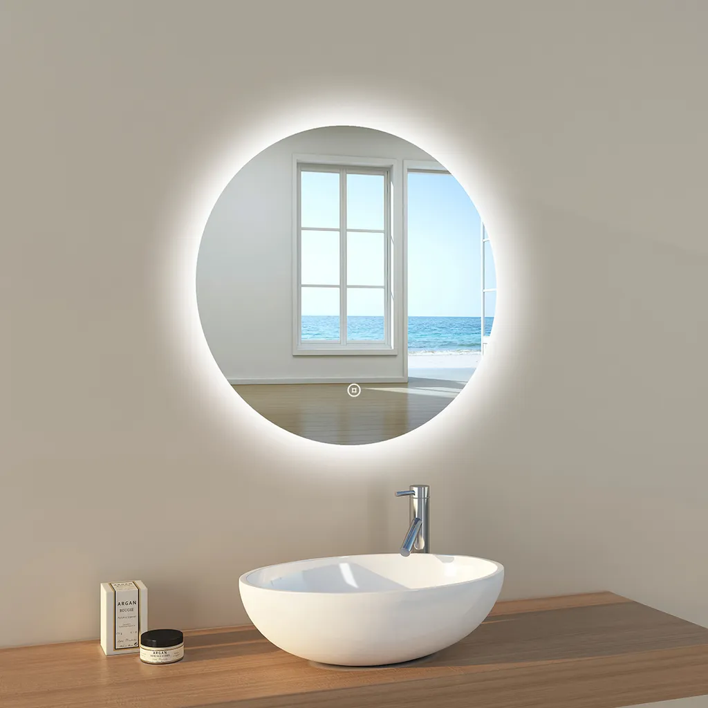 EMKE Specchio LED Tondo 60cm - Sicuro, Pratico e Facile da Pulire