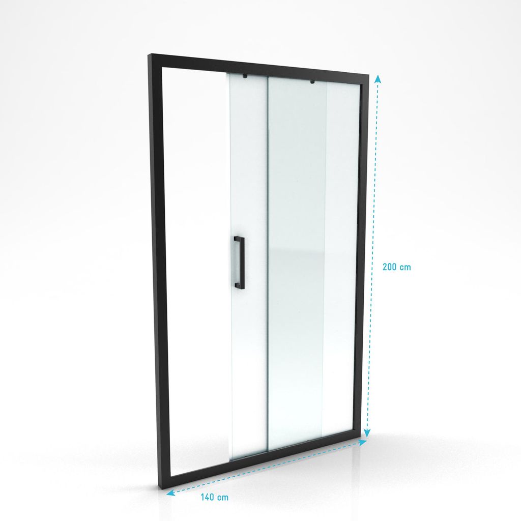 Porte de douche coulissante 140x200 cm - Verre transparent Image du produit 